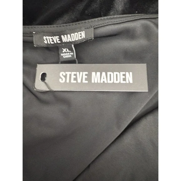 Steve Madden Black Velvet Lucille Luxury Midi Dress With Rosette XL #28 - Picture 8 of 10